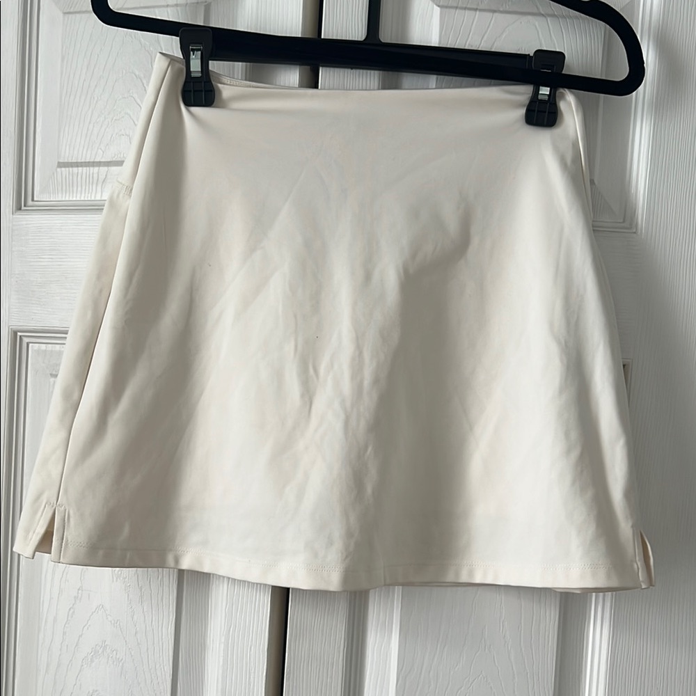 Ivory/Cream Mini Skirt and one shoulder sports bra set